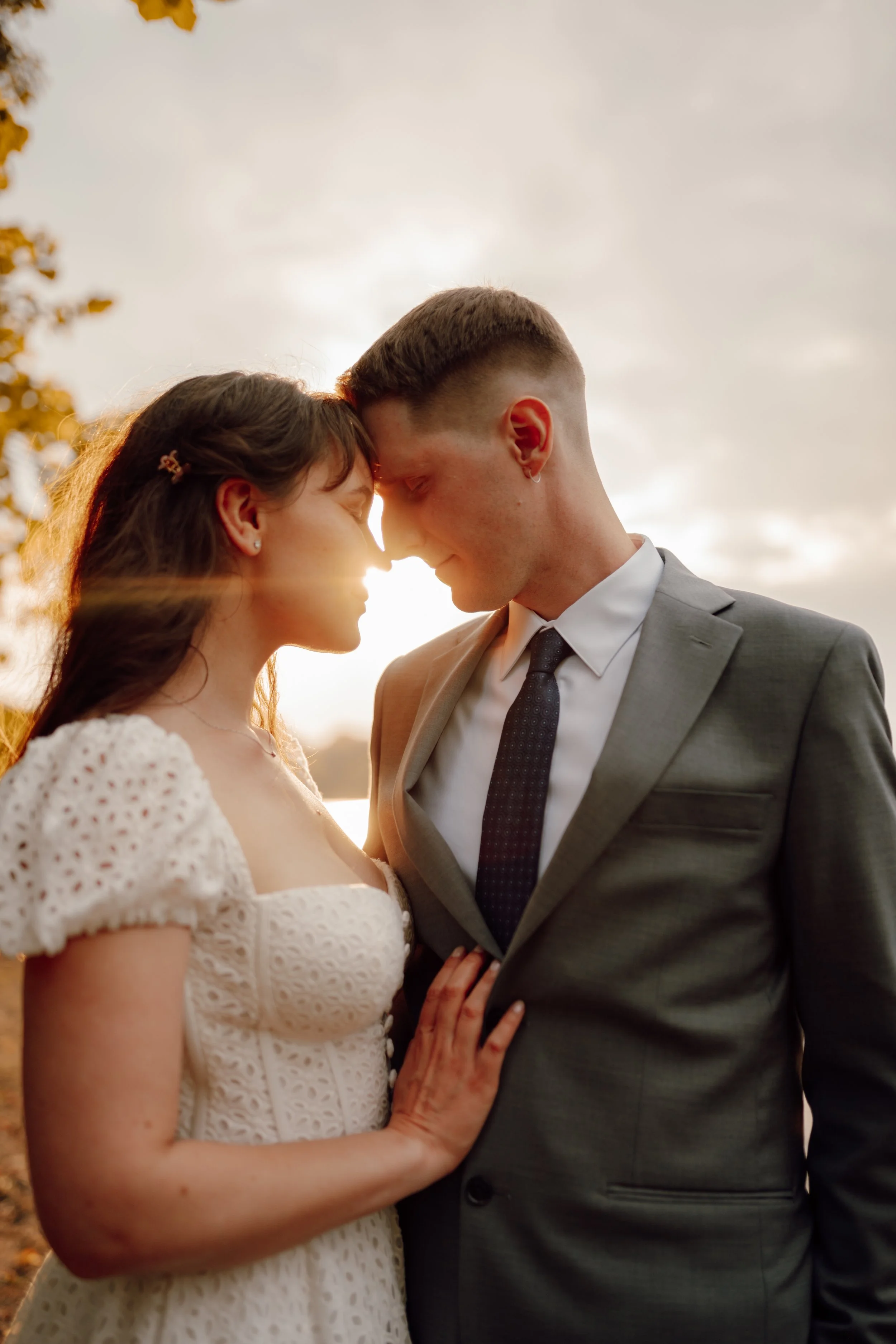 Engagement session in autumn leaves